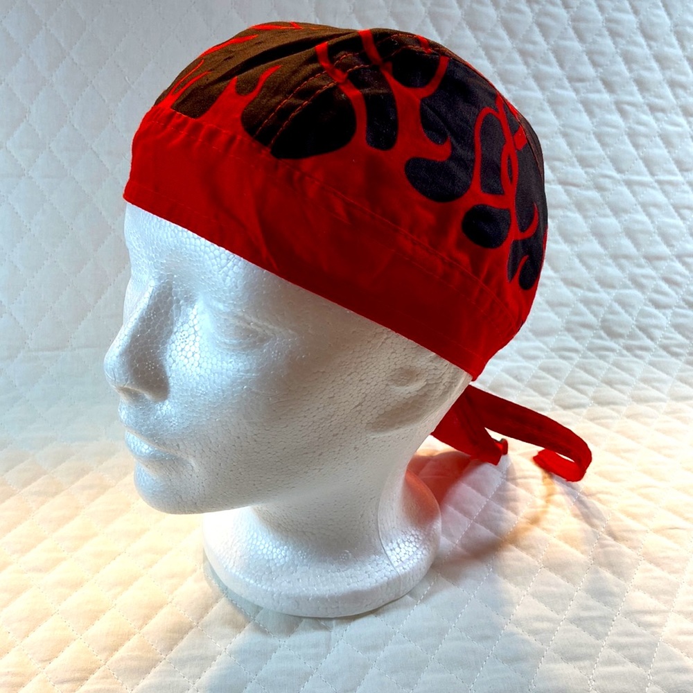 ZAN Fly Danna DuRag. Black with Red Flames. Never Worn. 100% Cotton. One Size.